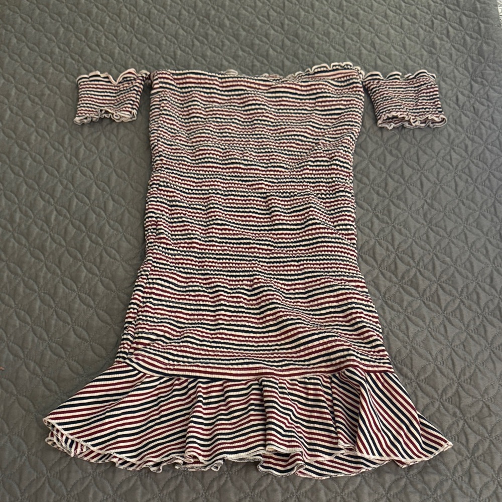 Vici Multicolor Striped Off-Shoulder Dress